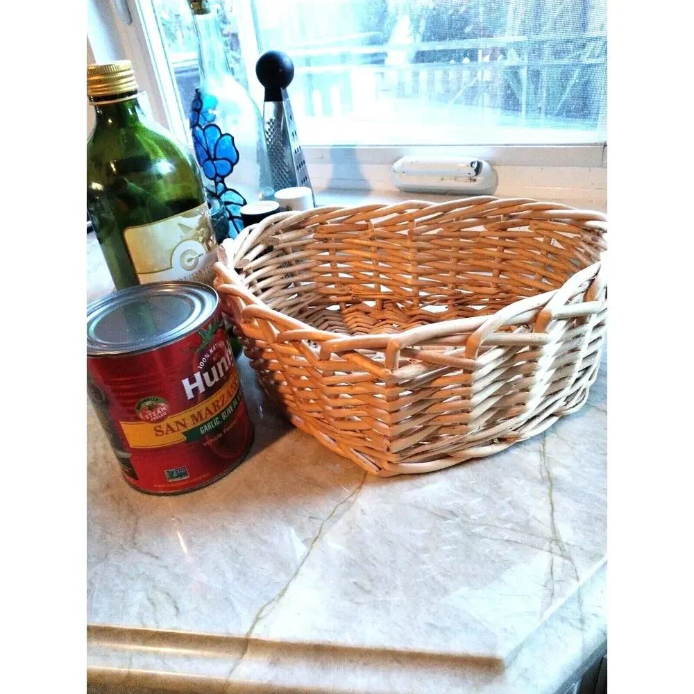 Vintage HEART Bread Basket Weaved Branch‎ Wicker Woven Tray Cottagecore Easter